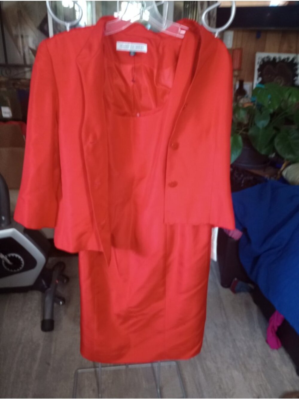 Jennifer West Chili Pepper Color Sleeveless Dress Jacket Size 10 Silk Lining
